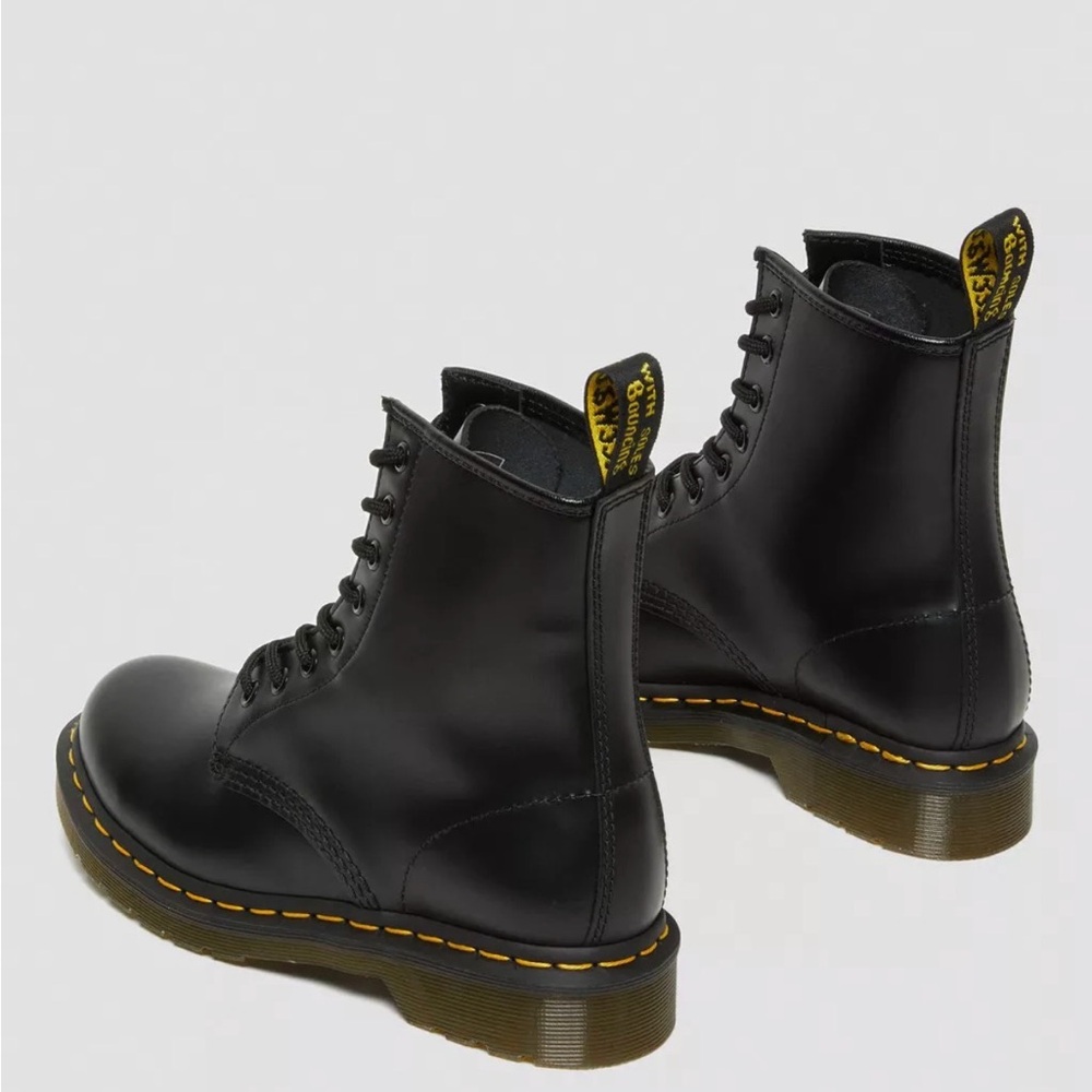 Dr Martens Black Lace-Up Boots with Yellow Stitching - Picture 2 of 8